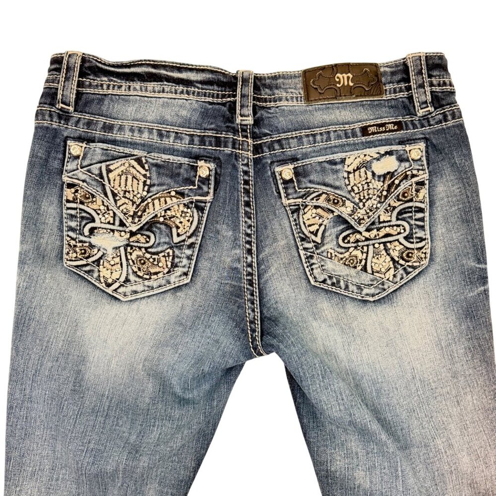 Miss Me Jeans Signature Straight (JE3074FTR) - Women's 30 - Fleur Di Lis Pocket - Picture 3 of 13
